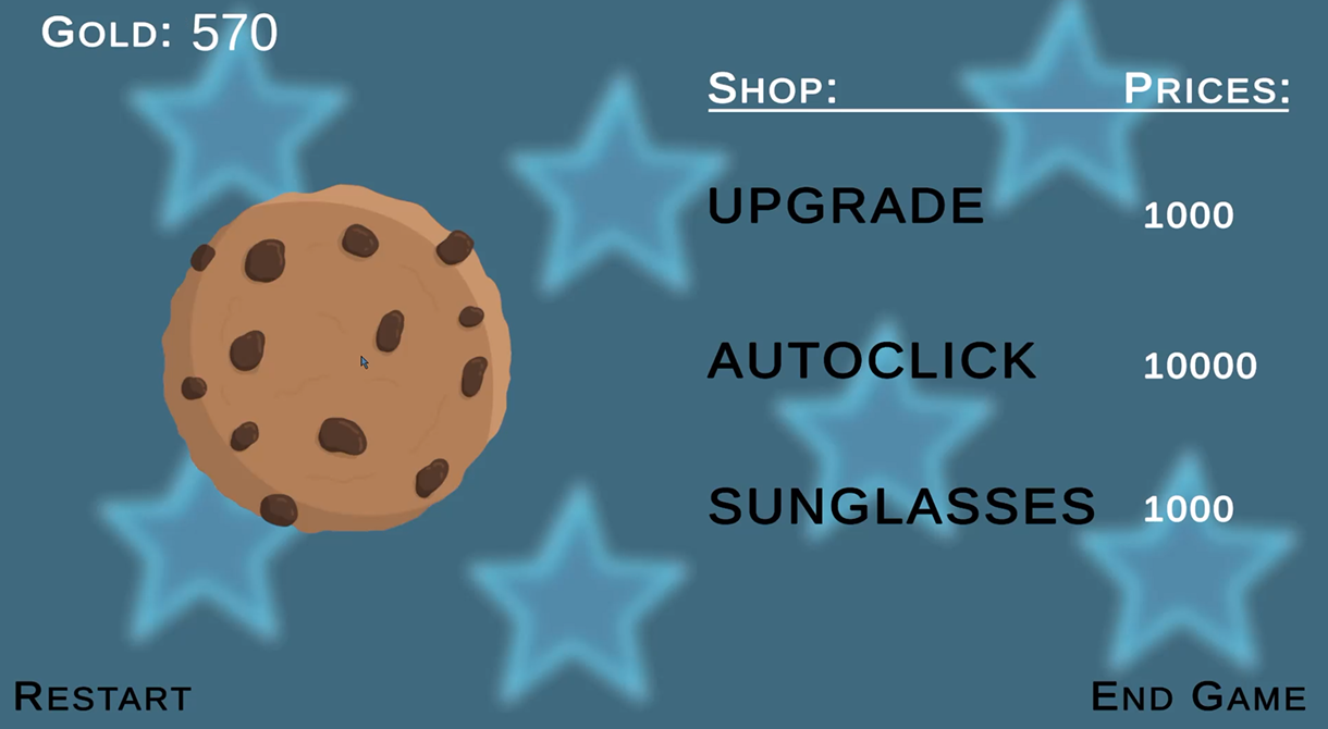 Screenshot of CookieClicker Kickflipper Prototype