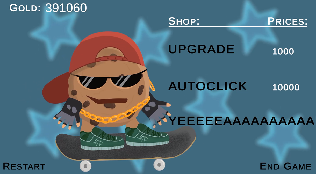 Screenshot of CookieClicker Kickflipper Prototype